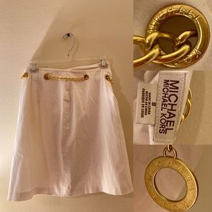 Michael Kors size 8 White & Gold Skirt